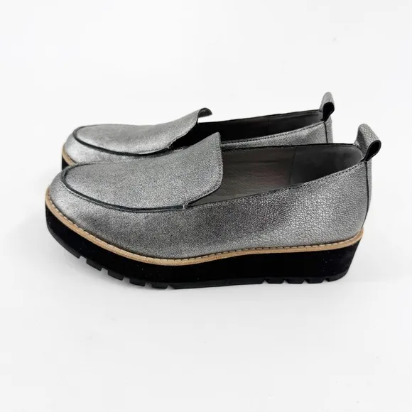 ✅ Eileen Fisher Shoes Ells Metallic Lug Sole Loafers SIZE 7