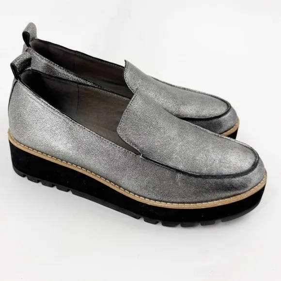 ✅ Eileen Fisher Shoes Ells Metallic Lug Sole Loafers SIZE 7