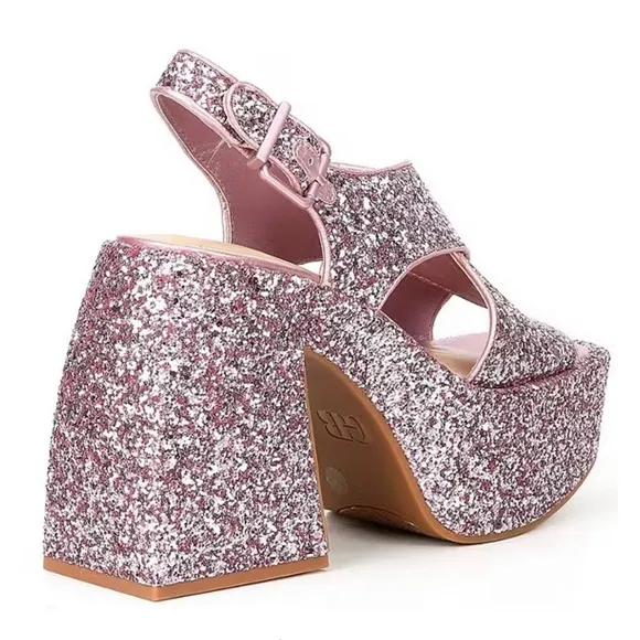 🌸 GIANNI BINI Women’s Friday night out platforms glitters Sz 8 With Box.