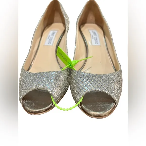 ⚡️ Jimmy Choo⚡️ Silver/Sparkly Peep Toe Heels Size 38