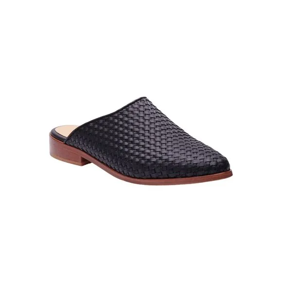 🆕 NISOLO Ama Woven Slip On Mules Flats Shoes Cushioned Black Leather 5