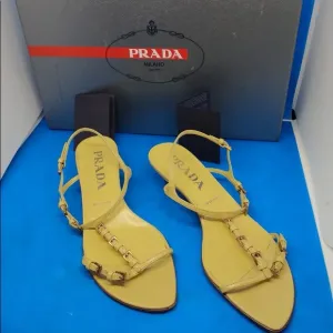 🔥 PRADA Unique Yellow to Cream Colored Sandals Size 36 Also have in size 37