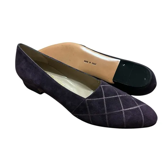 👞 Salvatore Ferragamo ladies purple suede shoes 8 1/2 4 A brand new
