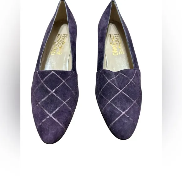 👞 Salvatore Ferragamo ladies purple suede shoes 8 1/2 4 A brand new