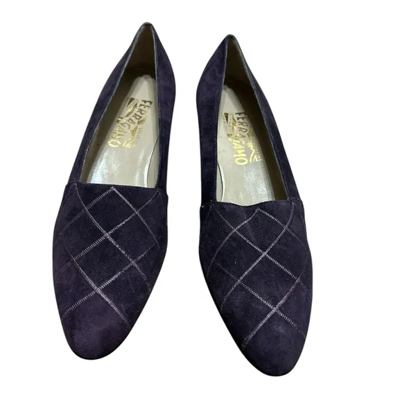 👞 Salvatore Ferragamo ladies purple suede shoes 8 1/2 4 A brand new