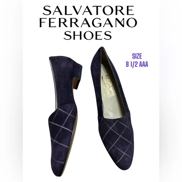 👞 Salvatore Ferragamo ladies purple suede shoes 8 1/2 4 A brand new