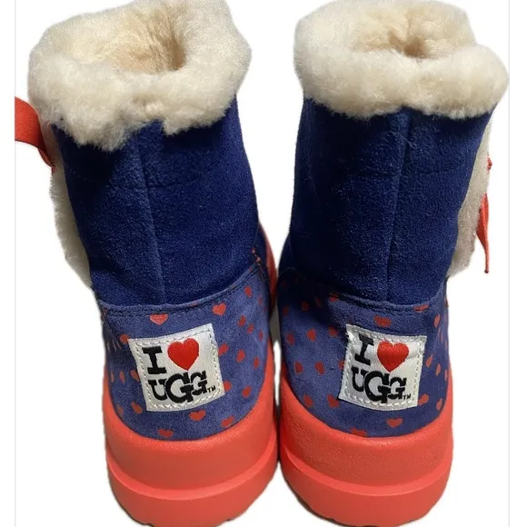 ❤️ UGG Kids Boots Blue &amp; Red Sz 5