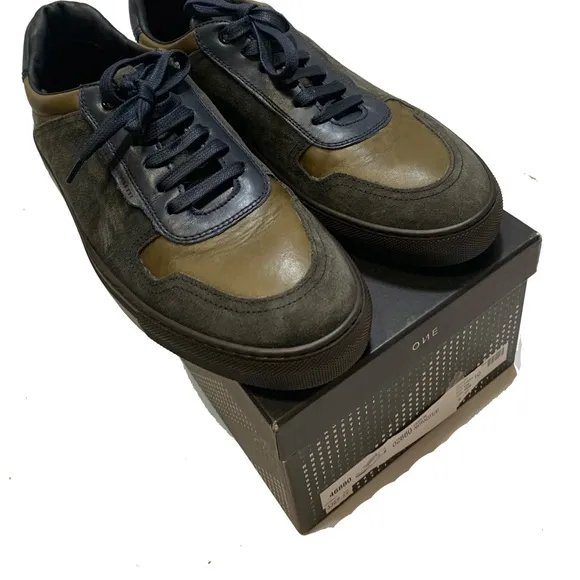 10 / Fratelli rossetti Men's Leather and Suede Men's navy and Olive Sneaker