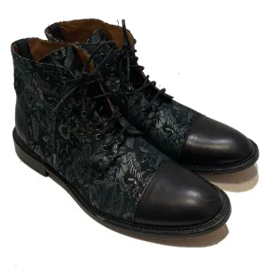 11.5 / TAFT The Jack in Dark Sky Black Floral Lace-Up Men's Boots