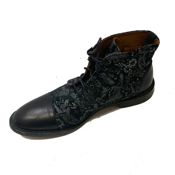 11.5 / TAFT The Jack in Dark Sky Black Floral Lace-Up Men's Boots