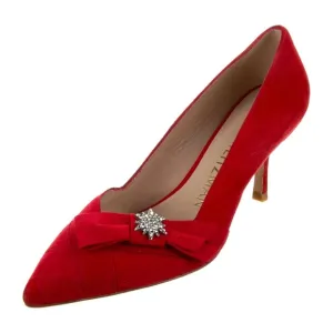 $400 Stuart Weitzman black Red Suede pointed heels size 5