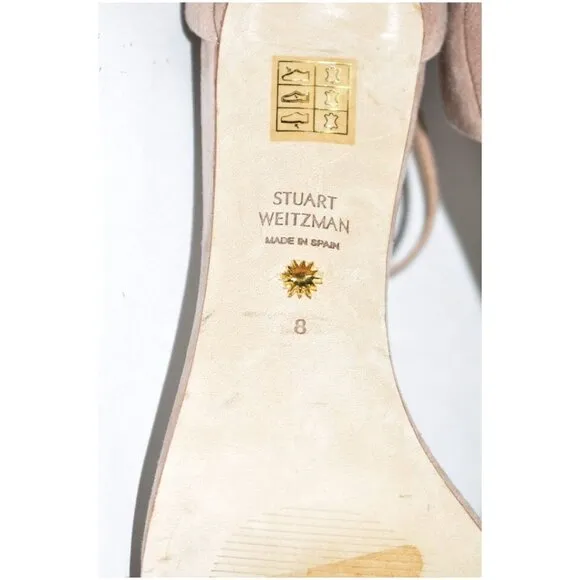 $475 STUART WEITZMAN NUNAKED STRAP SANDAL SUEDE DOLCE TAUPE NUDIST 8 (4) (DB12)