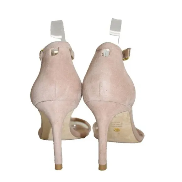 $475 STUART WEITZMAN NUNAKED STRAP SANDAL SUEDE DOLCE TAUPE NUDIST 8 (4) (DB12)