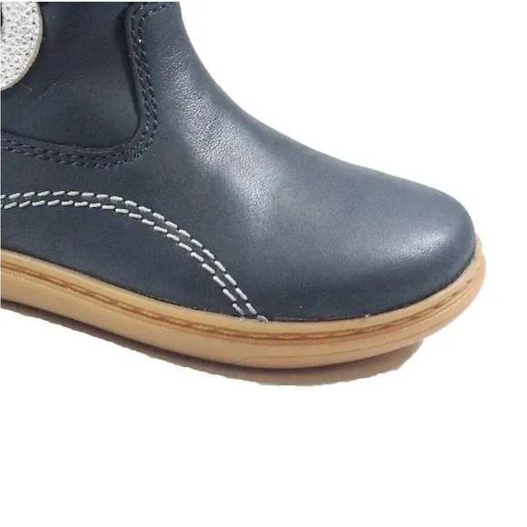 £48 NEW Clarks Flash Midi Navy Combi Leather Toddler Girls Boots in Navy