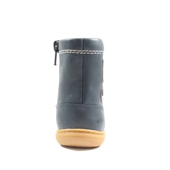 £48 NEW Clarks Flash Midi Navy Combi Leather Toddler Girls Boots in Navy