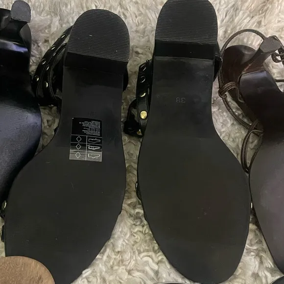 5 Pairs‎ Women’s Size 7 Shoes Sandals Heels Bundle Dress Shoes Black &amp; Brown