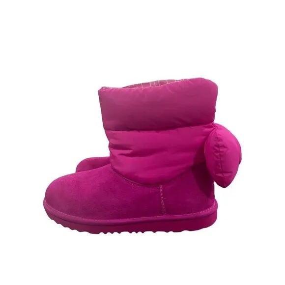 5 UGG Girls Pink Bailey Bow Puff Maxi Wavelength Boots New