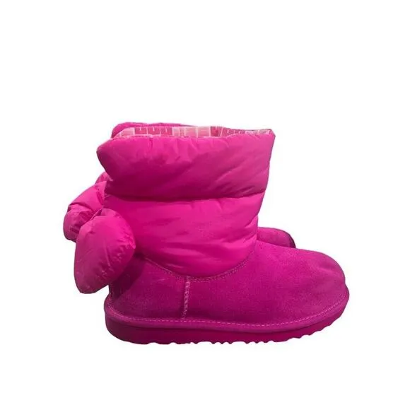5 UGG Girls Pink Bailey Bow Puff Maxi Wavelength Boots New