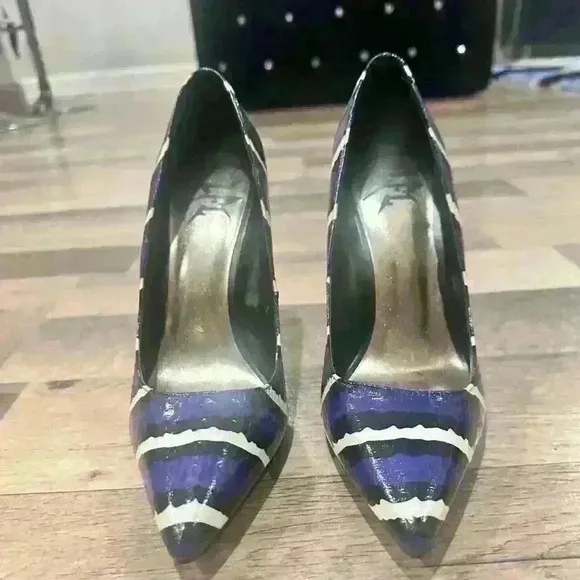 7.5 L- Elektrik heel shoes black/purple and white