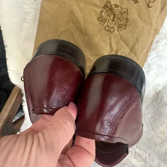 A. Testoni Vintage Loafer Leather Slip On Shoes burgundy  9.5