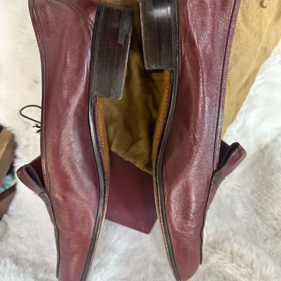 A. Testoni Vintage Loafer Leather Slip On Shoes burgundy  9.5