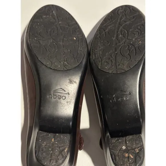 ABEO BIO SYSTEM BROWN LEATHER MARY JANES HEELS PUMPS SHOES WOMENS SZ 8.5