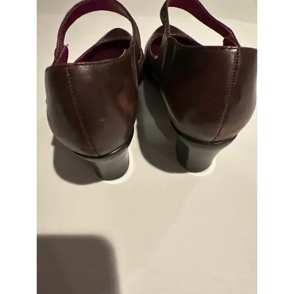 ABEO BIO SYSTEM BROWN LEATHER MARY JANES HEELS PUMPS SHOES WOMENS SZ 8.5