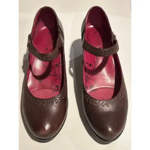 ABEO BIO SYSTEM BROWN LEATHER MARY JANES HEELS PUMPS SHOES WOMENS SZ 8.5