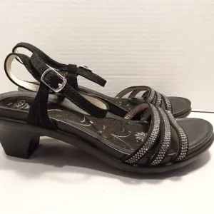 ABEO B.I.O.system Grace Black Glitz Sandals Sz 8N Neutral MINT! Heel