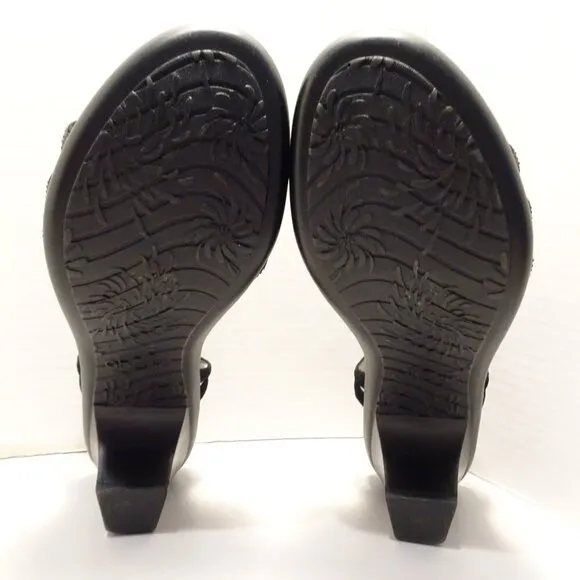 ABEO B.I.O.system Grace Black Glitz Sandals Sz 8N Neutral MINT! Heel