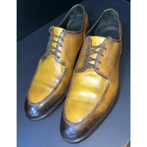 Ace Marks Dark Brown /mustard Leather Oxford Dress Shoes Men's Size 9.5