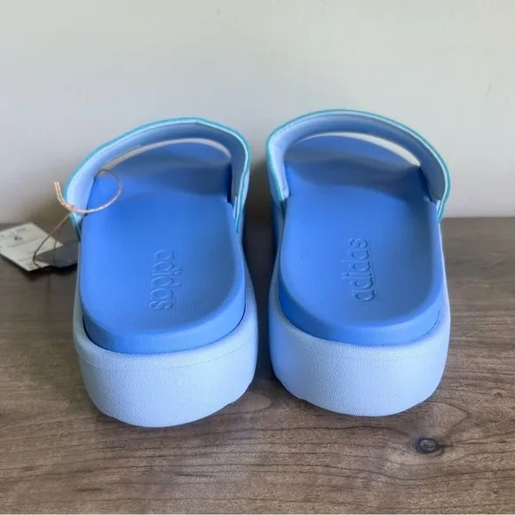 Adidas Adeilette Platform Unisex Blue Slip On Sandals Size 9 or 10 #487