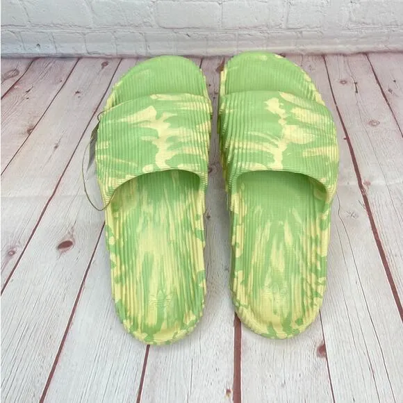 Adidas Adilette 22 'Magic Lime Dessert Sand' Sandals Slides Mens Size 8 (GY1597)