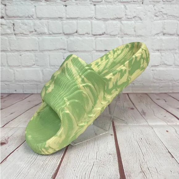 Adidas Adilette 22 'Magic Lime Dessert Sand' Sandals Slides Mens Size 8 (GY1597)