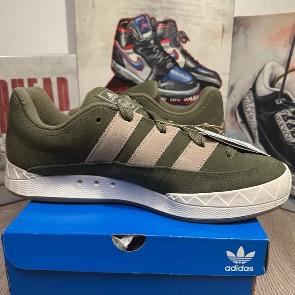 ADIDAS Adimatic IE9864 Olive Green / Beige Sneakers Size 13