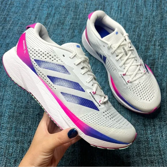 Adidas Adizero SL Running Shoes in White Lucid Blue Fuchsia