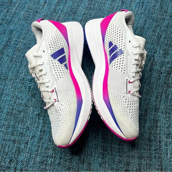 Adidas Adizero SL Running Shoes in White Lucid Blue Fuchsia