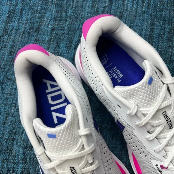Adidas Adizero SL Running Shoes in White Lucid Blue Fuchsia