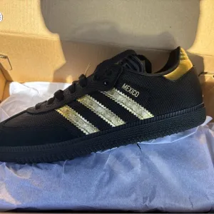 Adidas Black and Gold Sneakers Mexico Logo Unisex