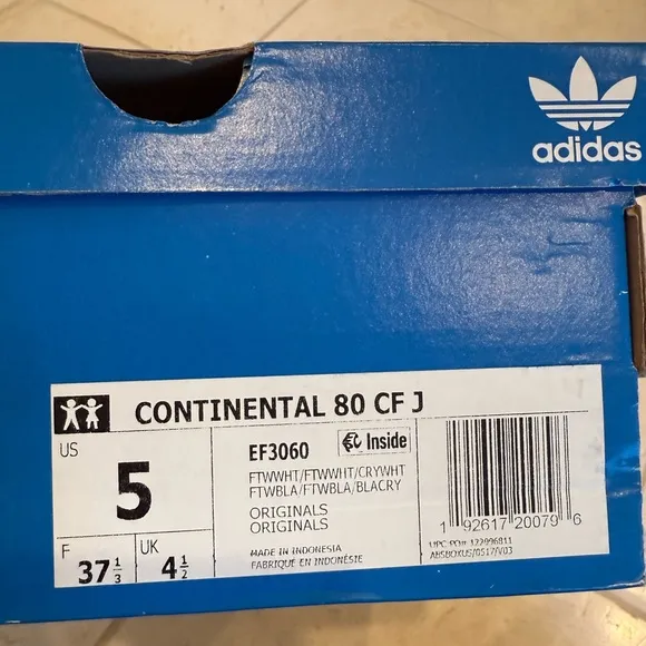 Adidas continental 80 CF J Velcro sneakers BNIB kids sz 5 / womens 7