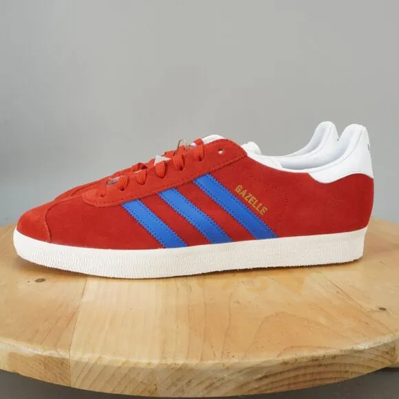 Adidas Gazelle Mens Size 11.5 Shoes Scarlet Red Blue Low Top Casual Sneakers NEW