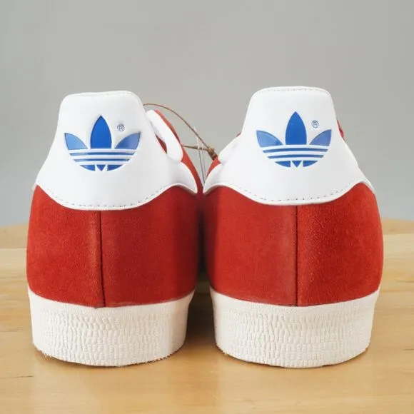 Adidas Gazelle Mens Size 11.5 Shoes Scarlet Red Blue Low Top Casual Sneakers NEW