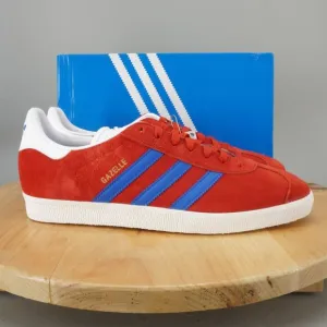 Adidas Gazelle Mens Size 11.5 Shoes Scarlet Red Blue Low Top Casual Sneakers NEW