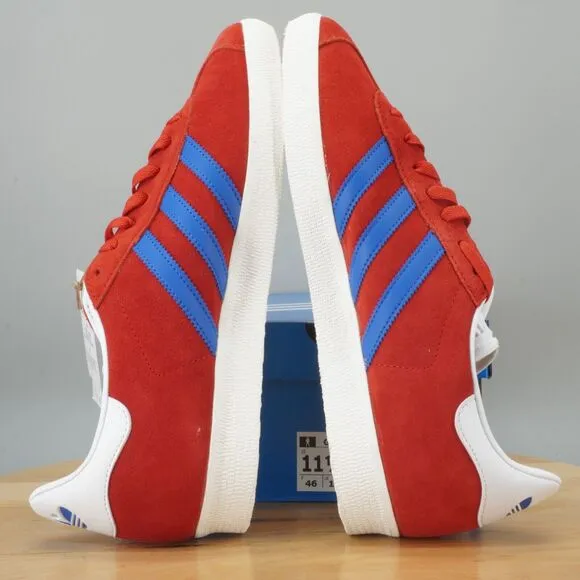 Adidas Gazelle Mens Size 11.5 Shoes Scarlet Red Blue Low Top Casual Sneakers NEW
