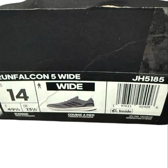 Adidas Gray Men's Running Shoes Run Falcon 5JH5185 Shoes Sneakers Size 14 Wide