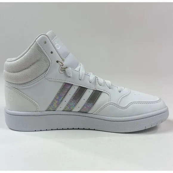 Adidas Hoops Mid 3.0 Kids Size 6 White Silver Basketball Shoes Sneakers HP2662