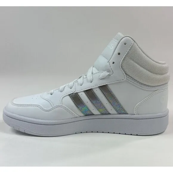 Adidas Hoops Mid 3.0 Kids Size 6 White Silver Basketball Shoes Sneakers HP2662
