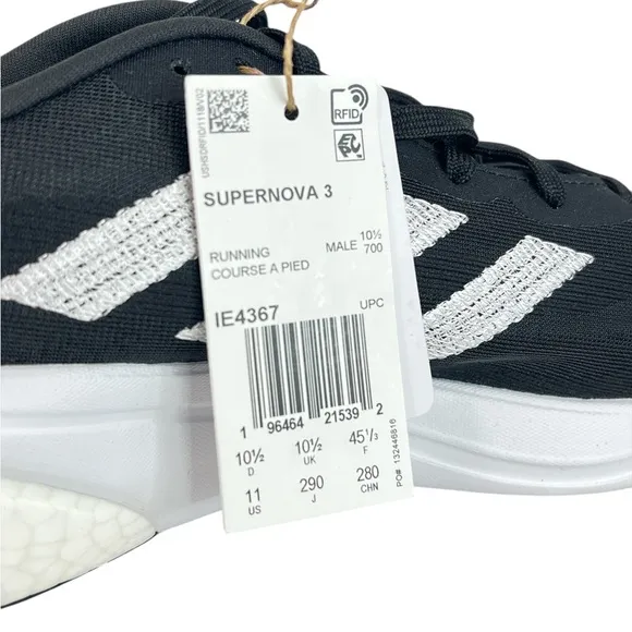 Adidas IE4367 Supernova 3 Black/White Textile Running Shoes Mens Size 11