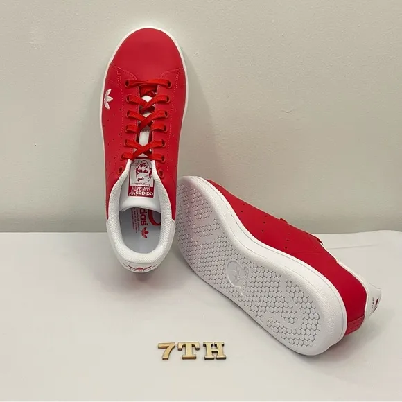 Adidas Junior Stan Smith Red Sneaker Shoes FW2041 Size 6 Unisex