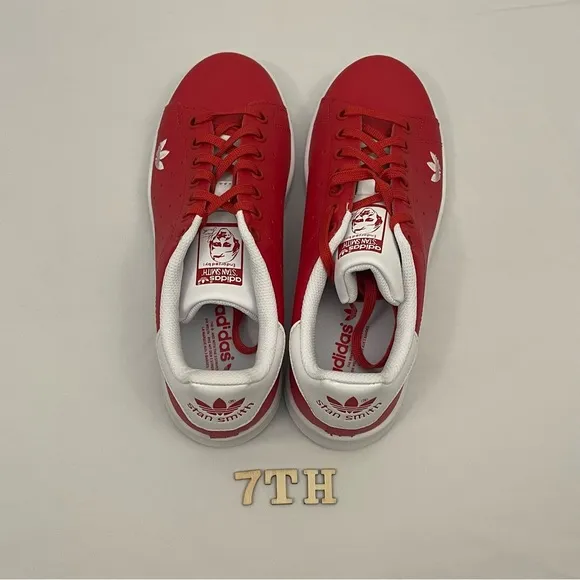 Adidas Junior Stan Smith Red Sneaker Shoes FW2041 Size 6 Unisex